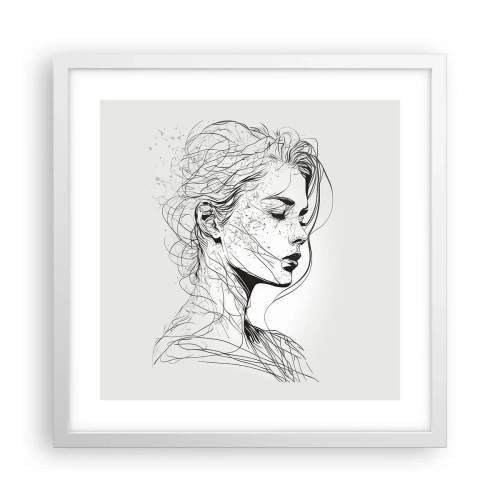 Poster in einem weißen Rahmen - Porträt im Gedanken - 40x40 cm