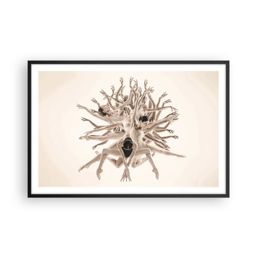 Poster in einem schwarzem Rahmen - Aufblühen im Tanz - 91x61 cm
