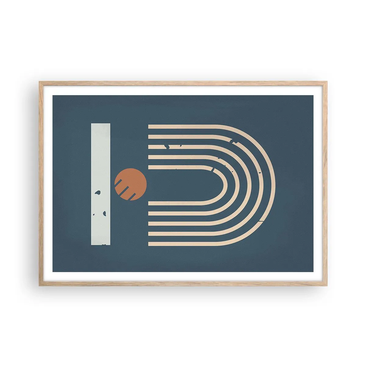 Poster in einem Rahmen aus heller Eiche - Geometrie auf dem Granatapfel - 100x70 cm