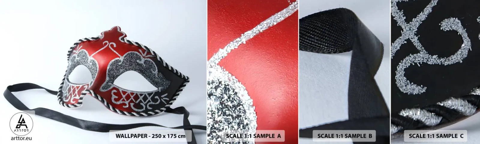 Fototapetenmuster Standard Eco - Einladung zum Abschlussball - Venezianische Maske, Venedig, Karneval - 100x30 cm