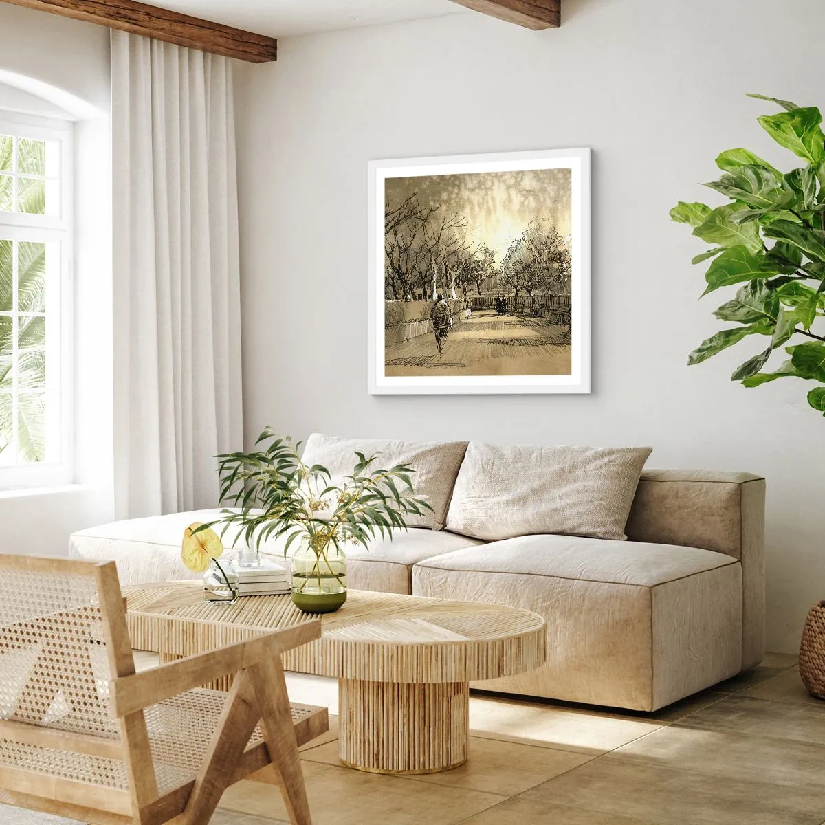 Poster in einem weißen Rahmen - Ein Moment mit einer Feder angehalten - 40x40 cm