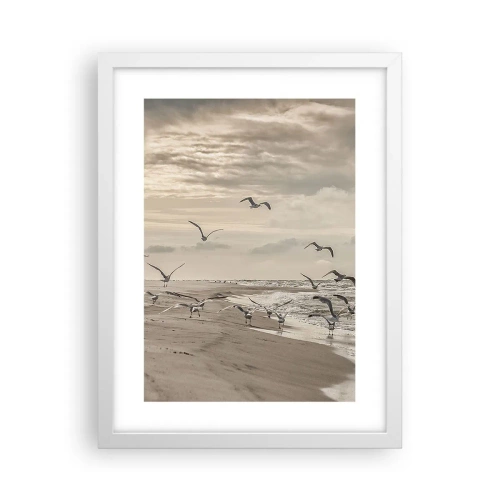 Poster in einem weißen Rahmen - Meeresrauschen, Vogelgesang - 30x40 cm