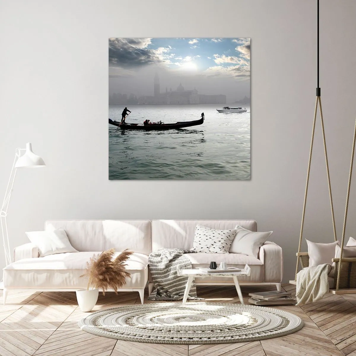 Bild auf Leinwand - Leinwandbild - Eine fabelhafte Stadt aus Wasser und Nebel - 40x40 cm