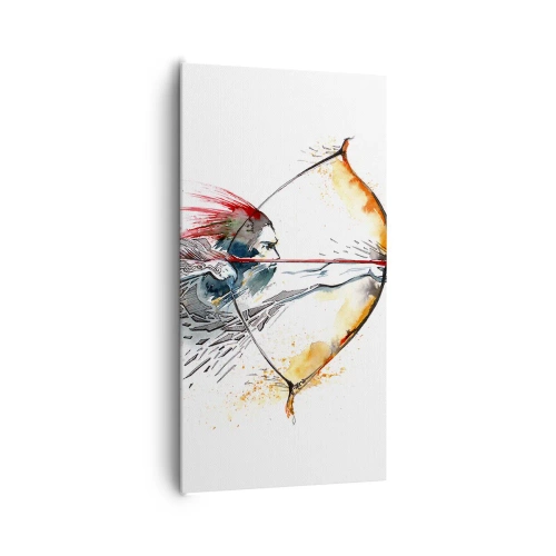 Bild auf Leinwand - Leinwandbild - Mythischer Krieger mit feurigem Bogen - 65x120 cm