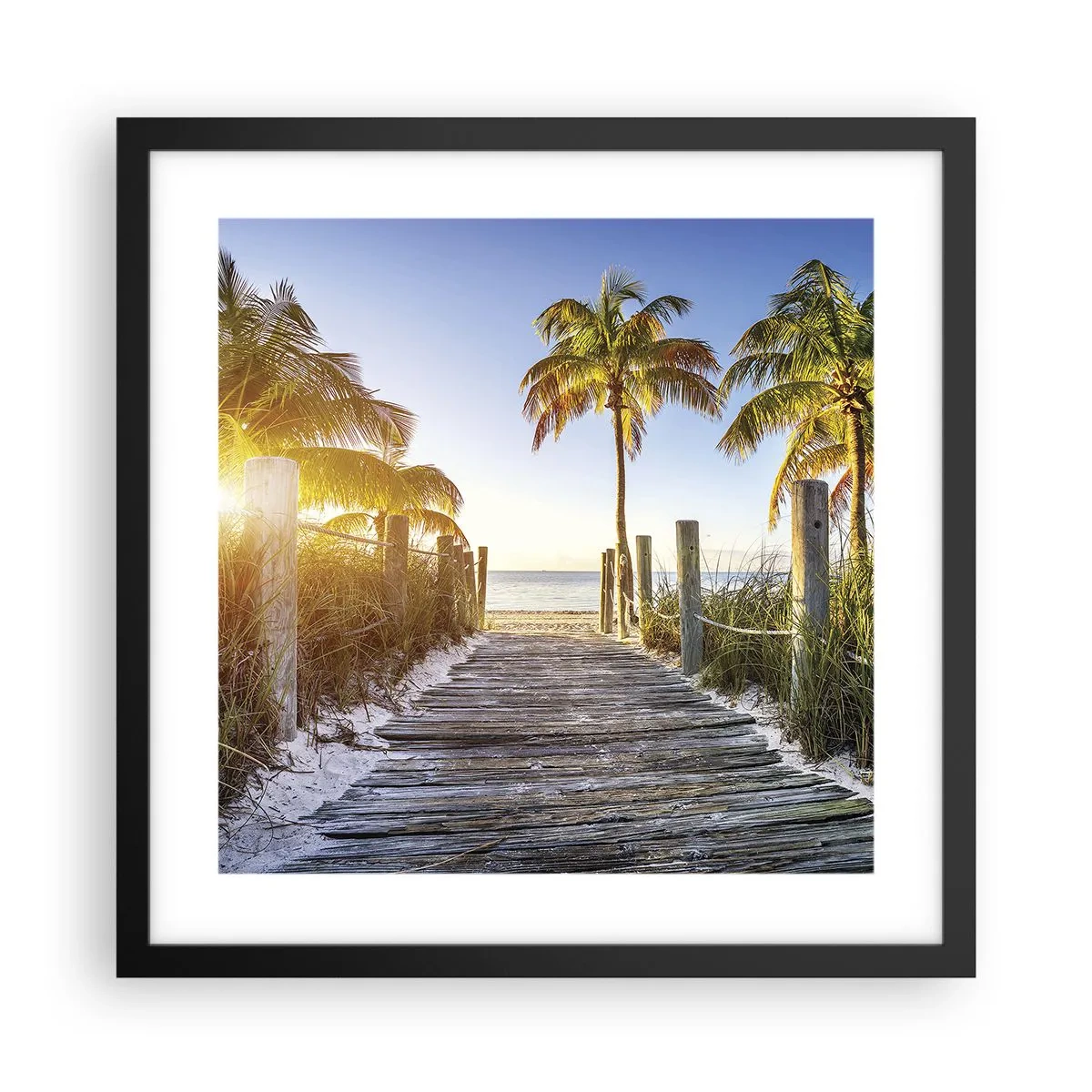 Poster in einem schwarzem Rahmen - Direkt ins Paradies - 40x40 cm