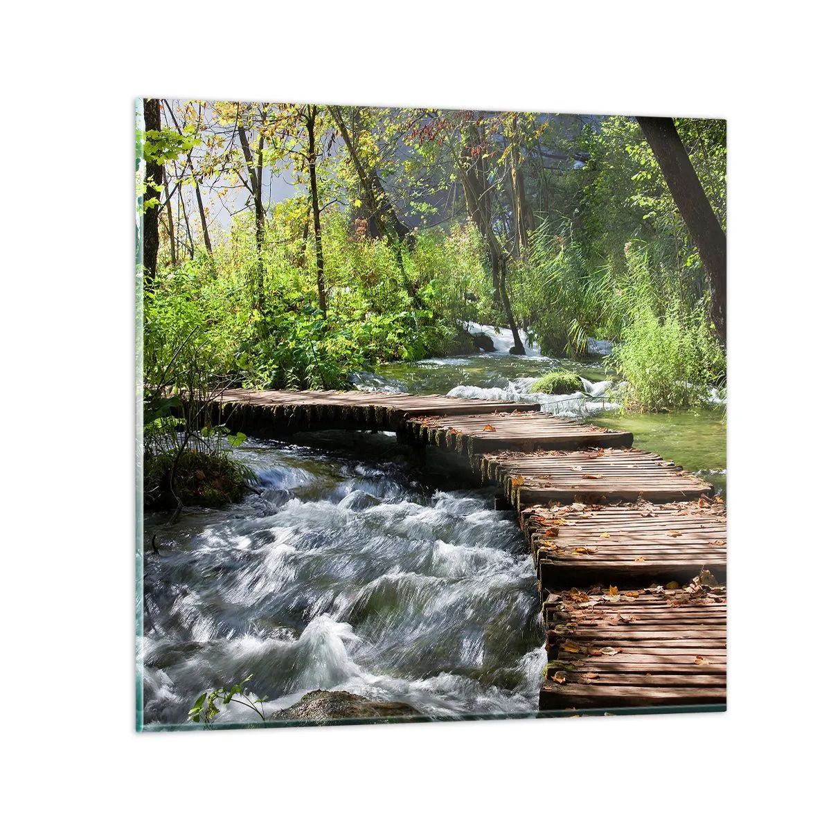 Glasbild - Bild auf glas - Über der schaumigen Kaskade - 60x60 cm