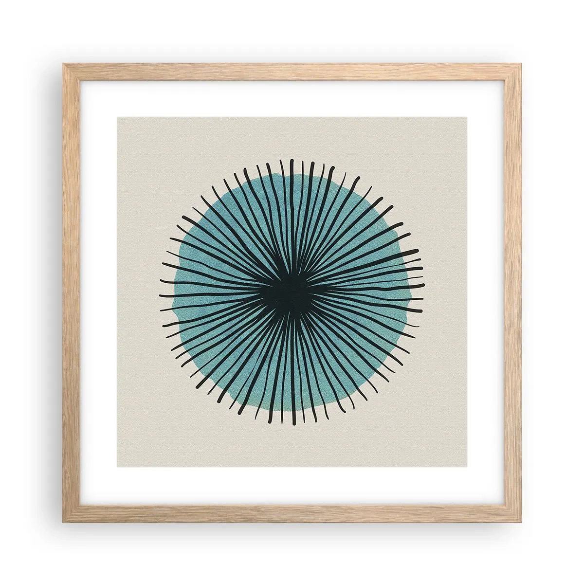 Poster in einem Rahmen aus heller Eiche - Strahlend im Blau - 40x40 cm