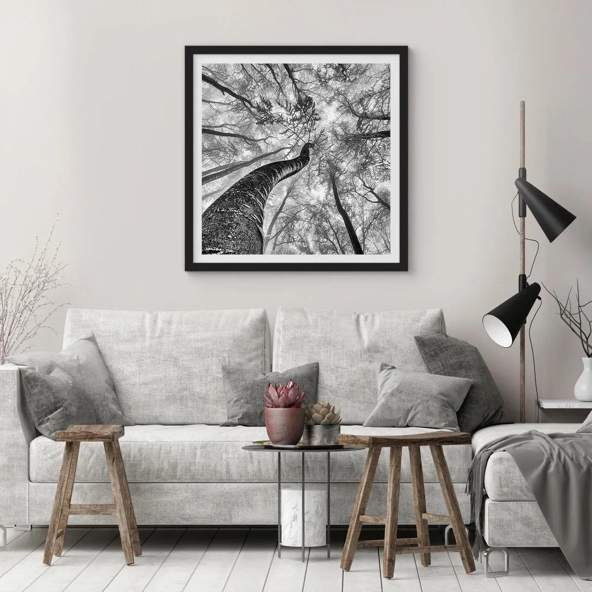 Poster in einem schwarzem Rahmen - Rennen zum Licht - 60x60 cm