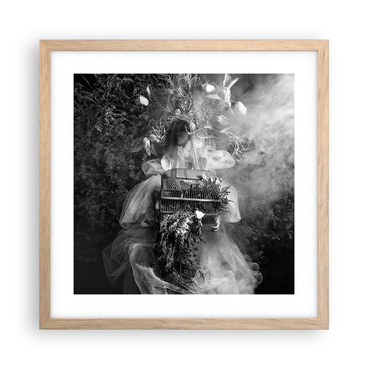 Poster in einem Rahmen aus heller Eiche - Mutter selbst - Natur - 40x40 cm