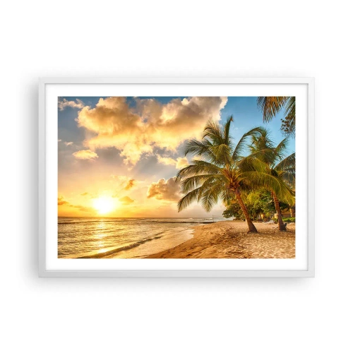 Poster in einem weißen Rahmen - Ewiger Sommer, immer Urlaub - 70x50 cm