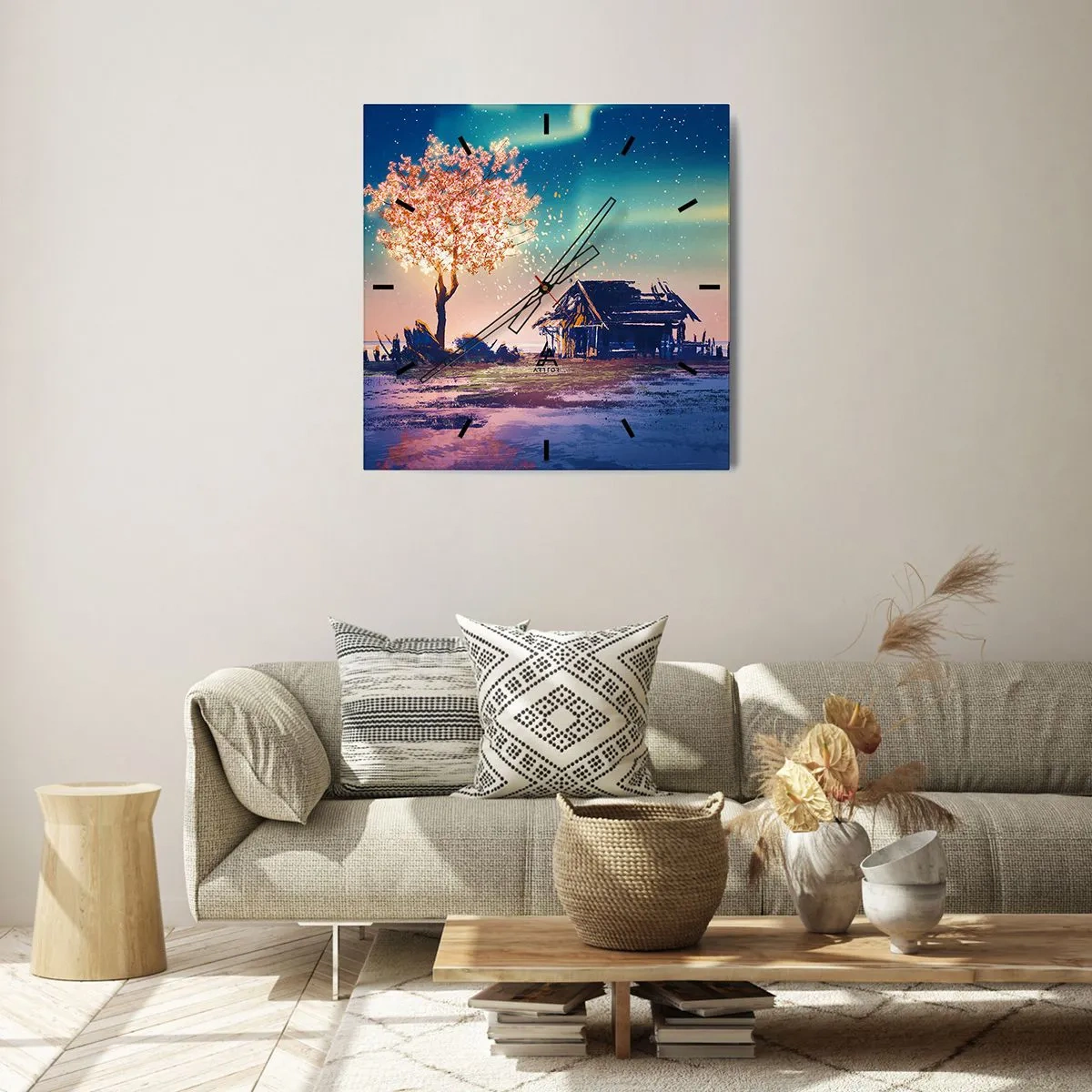 Wanduhr - Glasuhr - Die Natur vergeht nicht - 40x40 cm