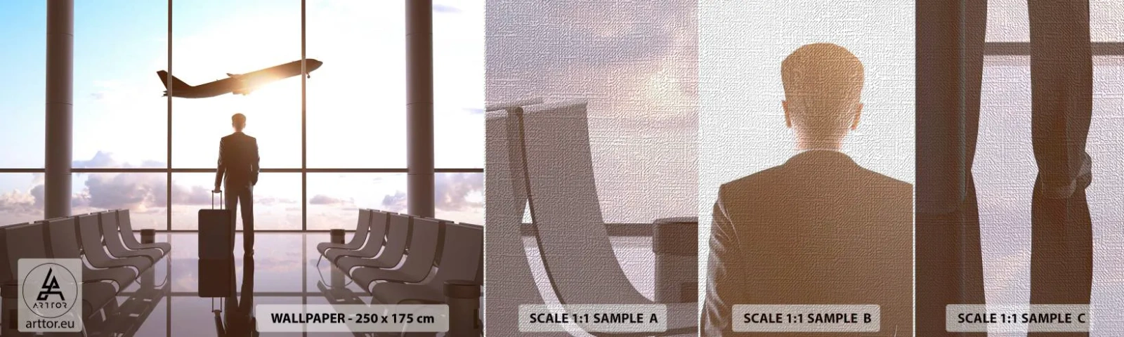 Fototapeten Muster Premium Canvas - Du hast Zeit, lass dir Zeit - Flughafen, Flugzeug, Reisen - 100x30 cm