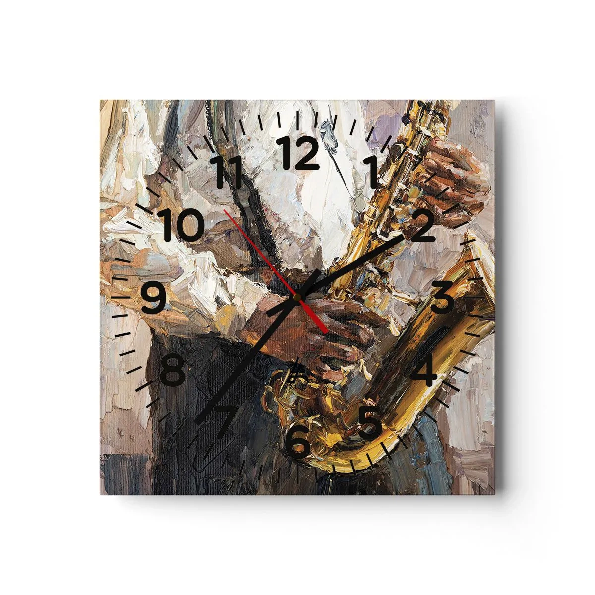 Wanduhr - Glasuhr - Zeit fürs Solo - 40x40 cm