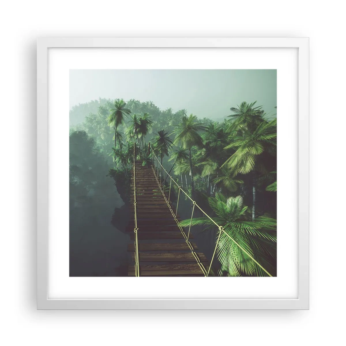 Poster in einem weißen Rahmen - Über der Brandung des Grüns - 40x40 cm