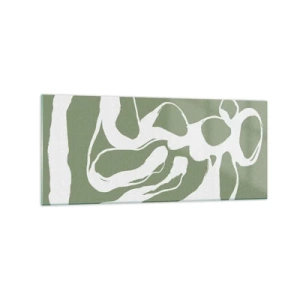 Glasbild - Bild auf glas - Organische Formen in Weiß auf grünem Hintergrund - 120x50cm - Ruf des Weltraums - Moderne Wanddekoration für Wohnzimmer und Schlafzimmer ARTTOR