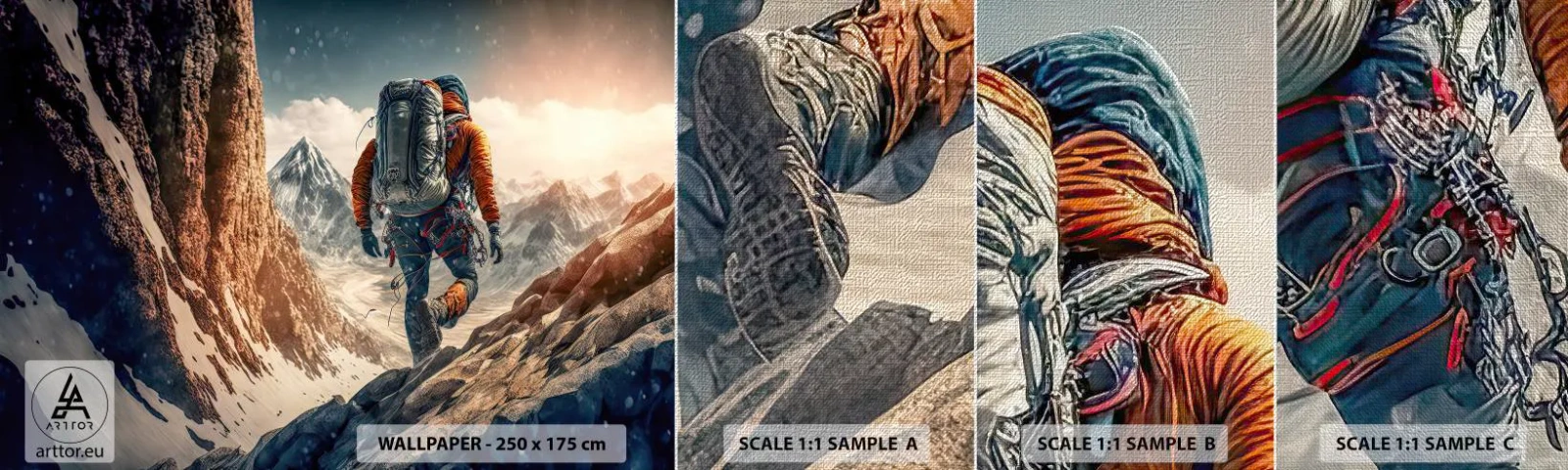 Fototapeten Muster Premium Canvas - Einsamer Krieger - Alpen, Klettern, Berge - 100x30 cm