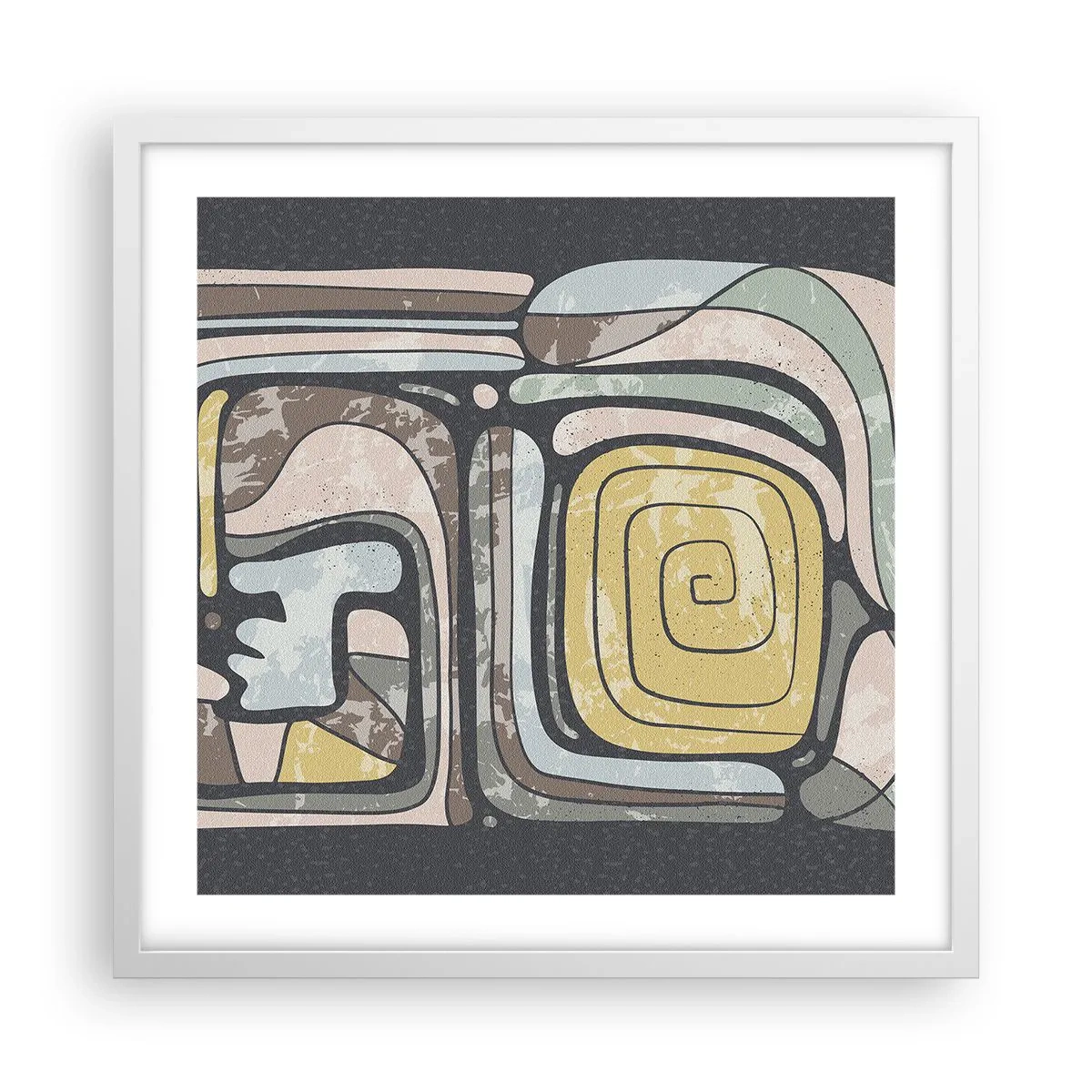 Poster in einem weißen Rahmen - Abstraktion im präkolumbianischen Geist - 50x50 cm