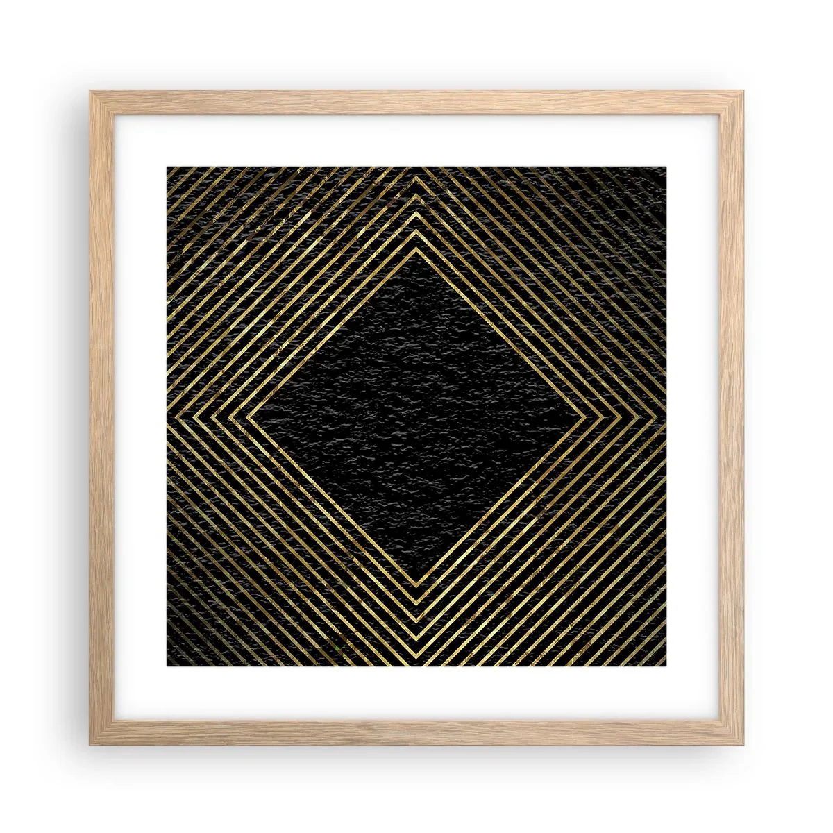 Poster in einem Rahmen aus heller Eiche - Geometrie im glamourösen Stil - 40x40 cm