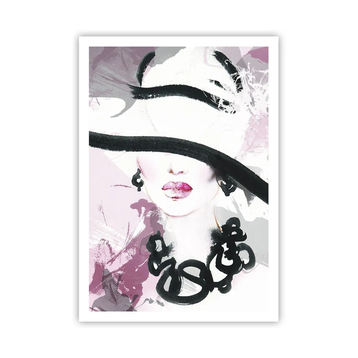 Poster - Bildnis einer Dame in Schwarz und Pink - 70x100 cm