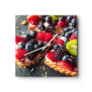 Wanduhr - Glasuhr - Bunte Tarte mit Früchten und Sahne - 30x30cm - Dolce Vita! - Moderne Wanddekoration für Wohnzimmer und Schlafzimmer ARTTOR