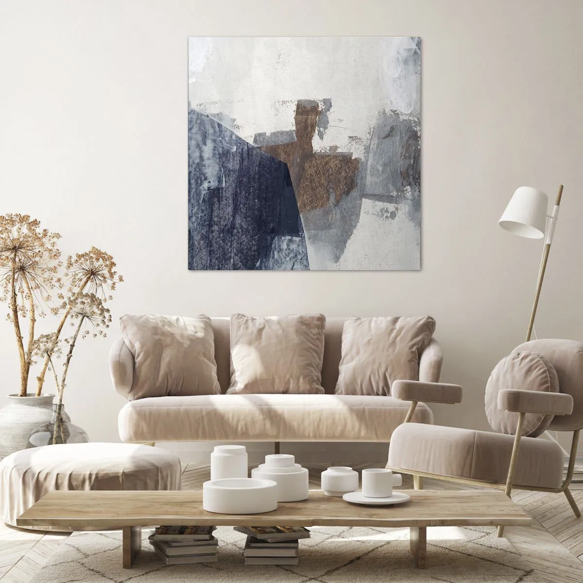 Bild auf Leinwand - Leinwandbild - Blaue und braune Formen - 70x70 cm