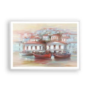 Poster in einem weißen Rahmen - Glückliche Stadt - 100x70 cm