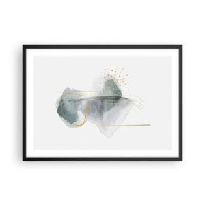 Poster in einem schwarzem Rahmen - Eine abstrakte Komposition in Türkis- und Goldtönen. - 70x50cm - Über das Verhältnis von Grau und Gold - Moderne Wanddekoration für Wohnzimmer und Schlafzimmer ARTTOR