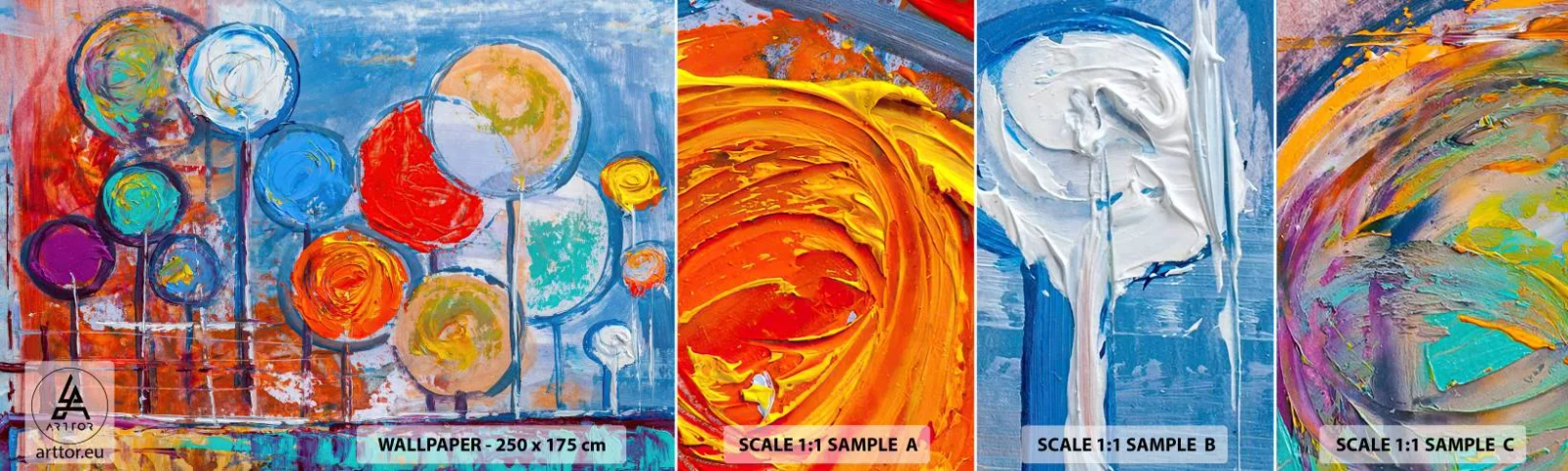 Fototapeten Muster Selbstklebend Deluxe Sticker - Wunder am Stiel - Bunte Luftballons, Abstraktion, Für Kinder - 100x30 cm