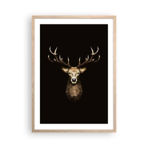 Poster in einem Rahmen aus heller Eiche - Kubistischer Hirsch - 50x70 cm