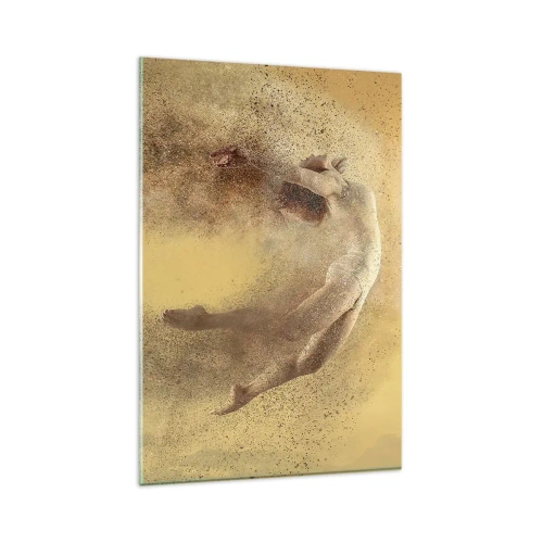 Glasbild - Bild auf glas - Eine Figur in dynamischer Bewegung mit zerfallendem Effekt - 80x120cm - In tanzender Ekstase - Moderne Wanddekoration für Wohnzimmer und Schlafzimmer ARTTOR