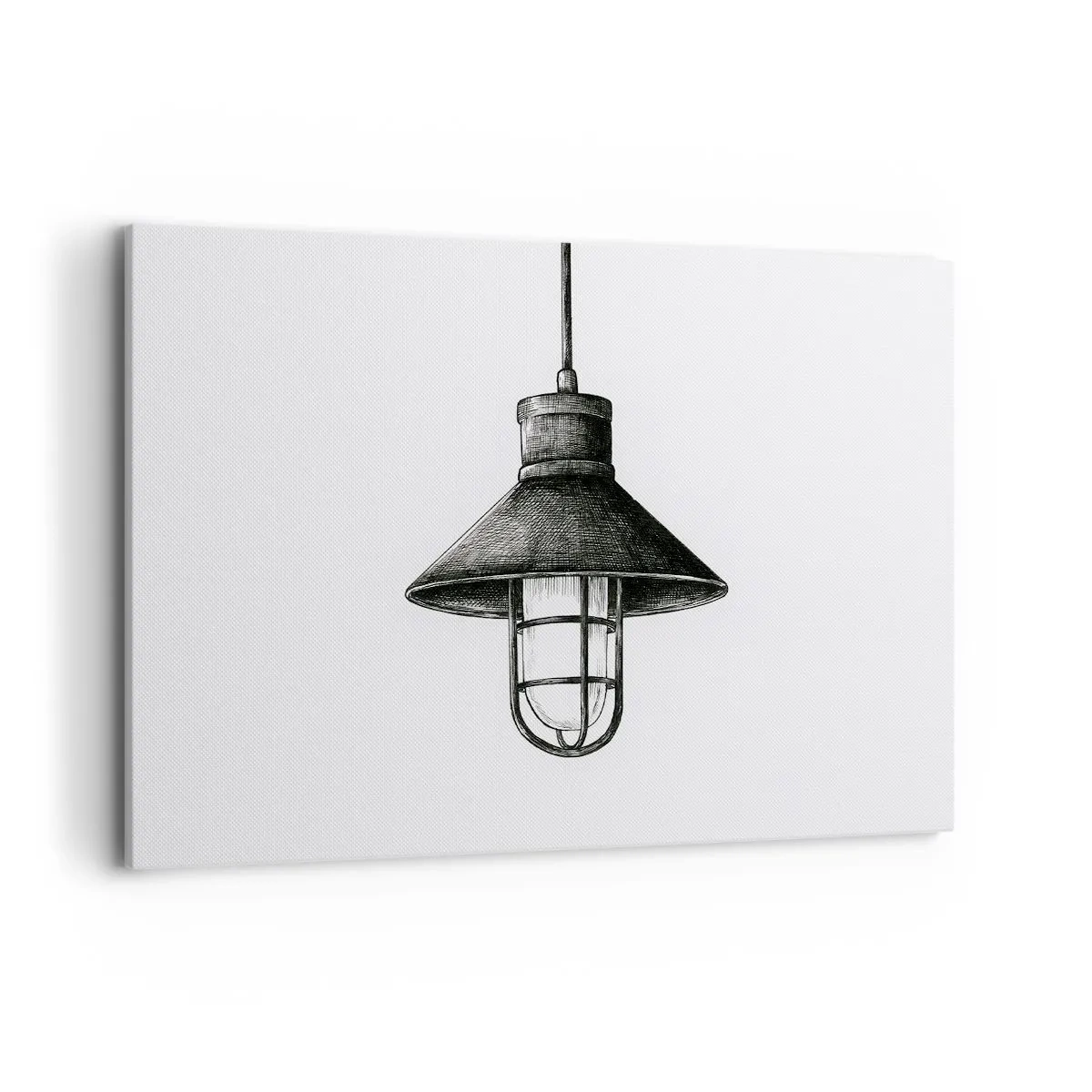 Bild auf Leinwand - Leinwandbild - Zeichnung einer Retro-Hängelampe auf weißem Hintergrund - 120x80cm - Wie vor Jahren… - Moderne Wanddekoration für Wohnzimmer und Schlafzimmer ARTTOR