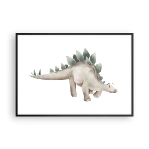 Poster in einem schwarzem Rahmen - Ein süßer Dinosaurier in Pastellfarben - 100x70cm - Euer Freund - Moderne Wanddekoration für Wohnzimmer und Schlafzimmer ARTTOR