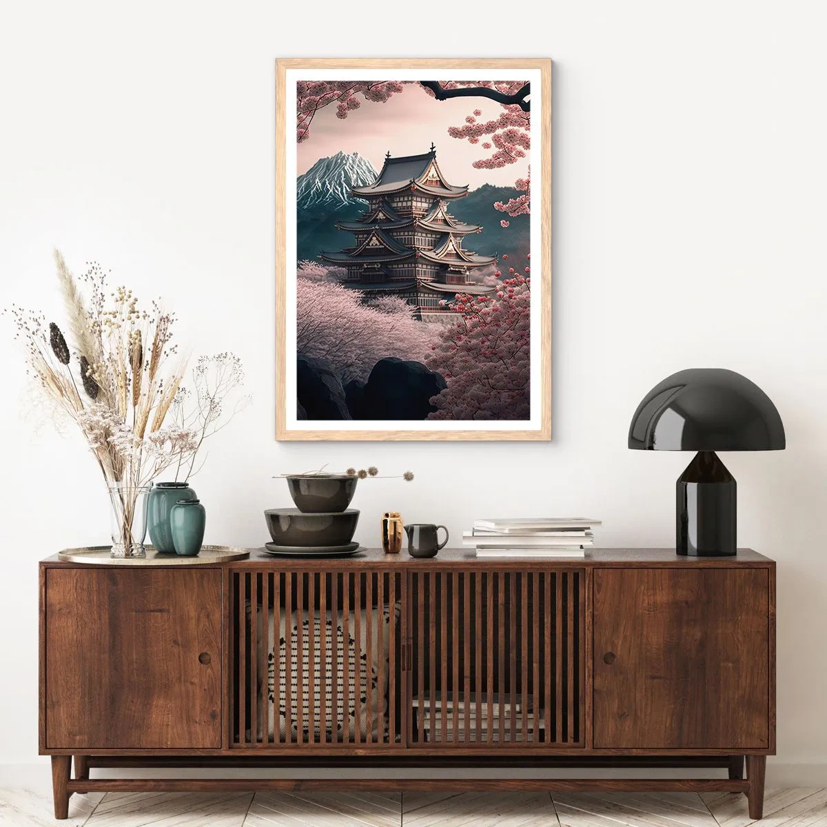 Poster in einem Rahmen aus heller Eiche - Land der Kirschblüten - 30x40 cm