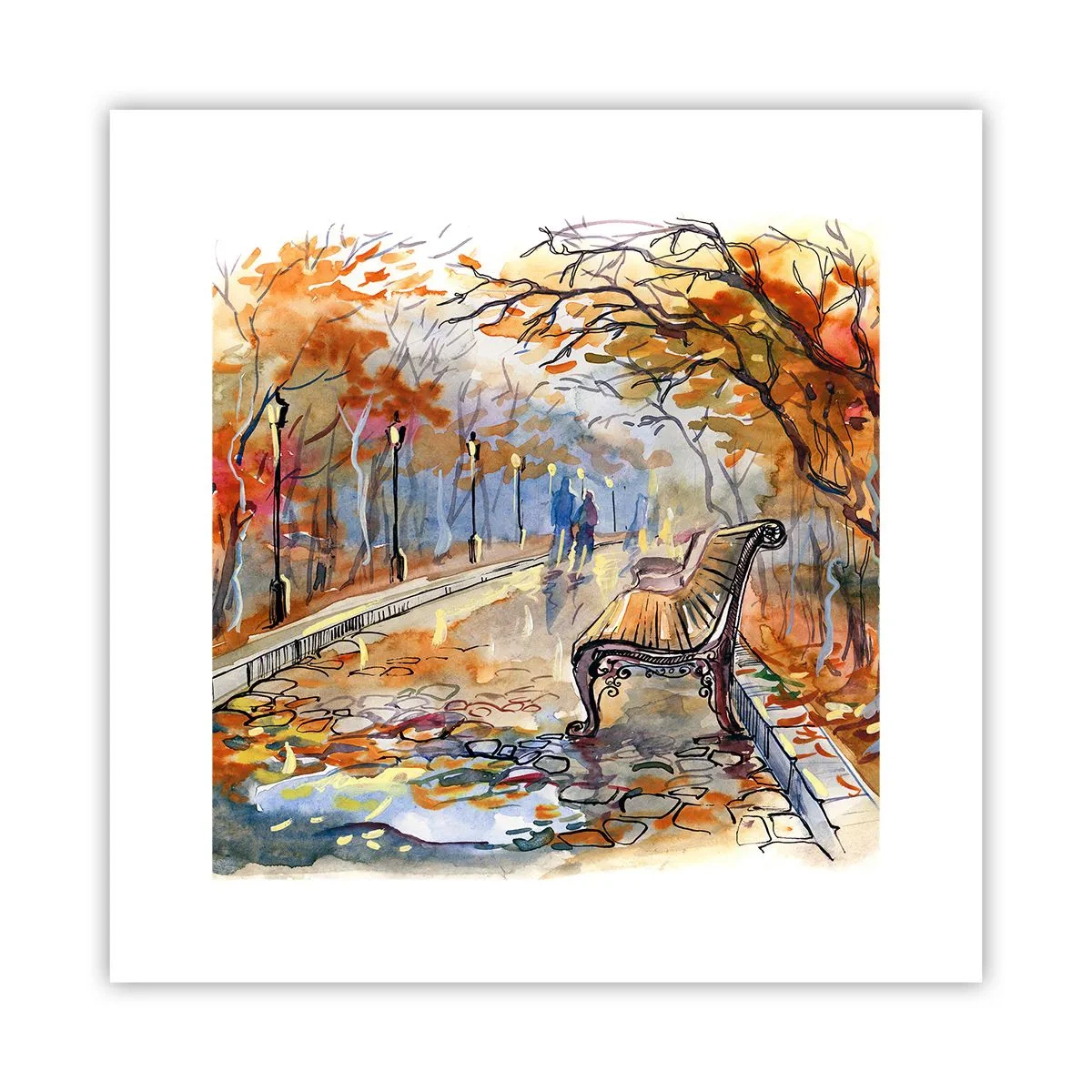 Poster - Gemeinsam im Herbst wandern - 30x30 cm