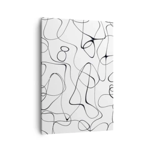 Bild auf Leinwand - Leinwandbild - Abstrakte schwarze Linien auf weißem Hintergrund im minimalistischen Stil - 70x100cm - Lebenswege, Wechselfälle - Moderne Wanddekoration für Wohnzimmer und Schlafzimmer ARTTOR