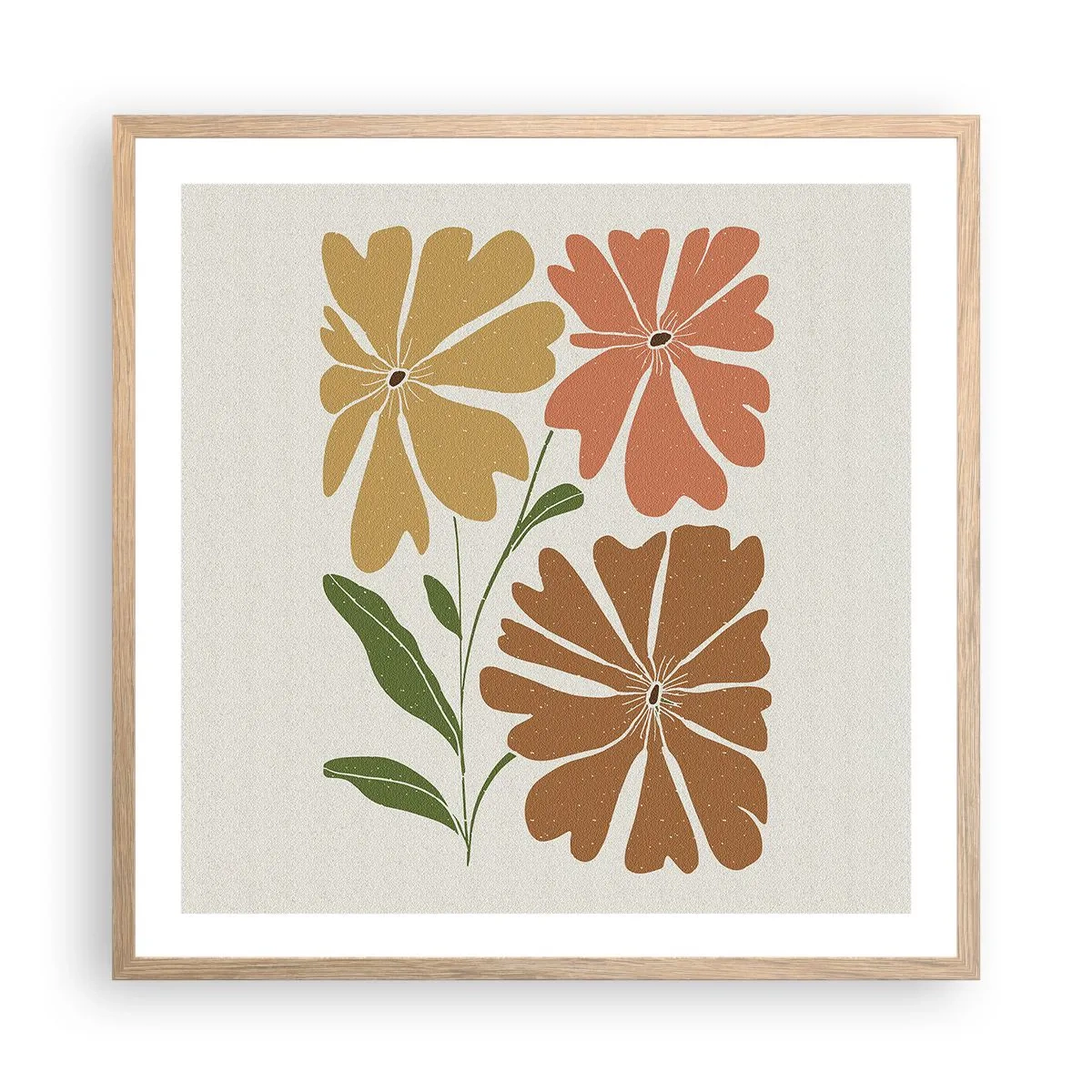 Poster in einem Rahmen aus heller Eiche - Natur und Geometrie - 60x60 cm