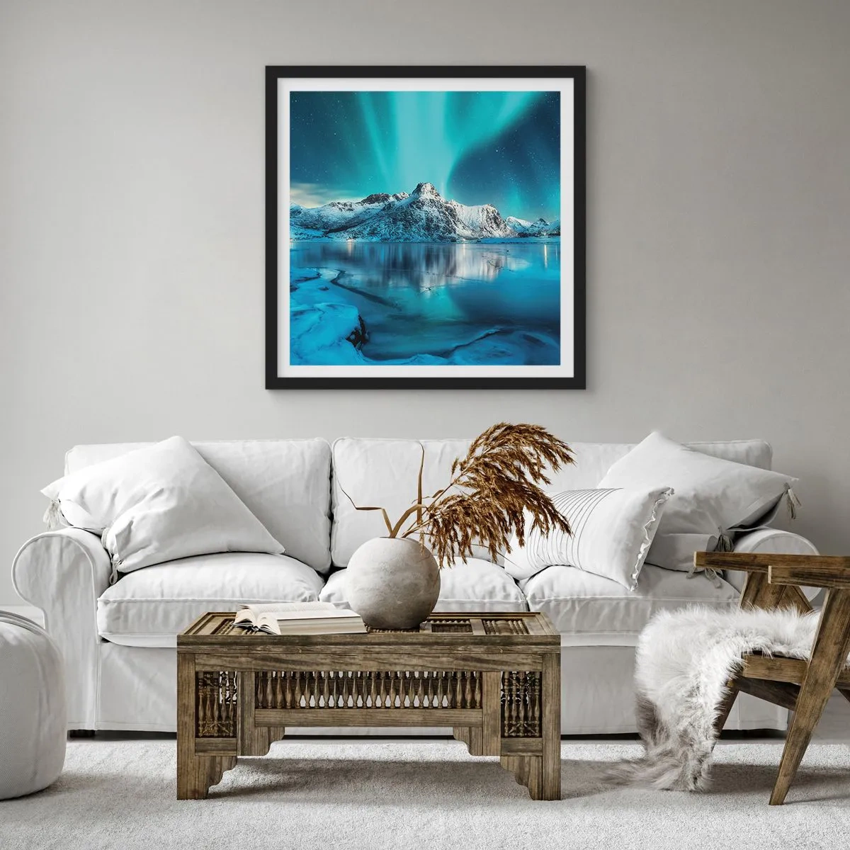 Poster in einem schwarzem Rahmen - Lichtnacht - 30x30 cm