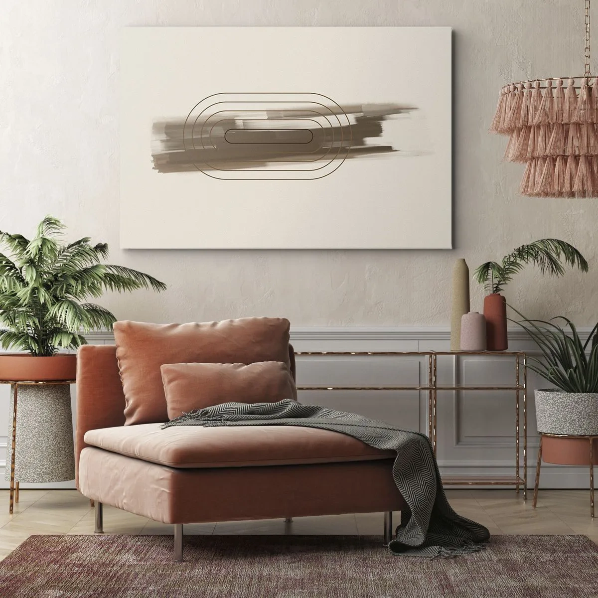 Bild auf Leinwand - Leinwandbild - Eine minimalistische Komposition in Beige- und Grautönen mit geometrischem Muster - 120x80cm - Ein Hauch von Grau - Moderne Wanddekoration für Wohnzimmer und Schlafzimmer ARTTOR