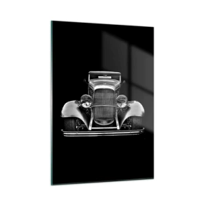 Glasbild - Bild auf glas - Eine Frontalansicht eines Oldtimers im Retro-Stil - 50x70cm - Wahrer Gentleman - Moderne Wanddekoration für Wohnzimmer und Schlafzimmer ARTTOR
