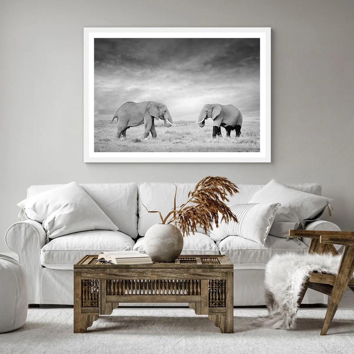 Poster in einem weißen Rahmen - Grau ist schön - 60x60 cm