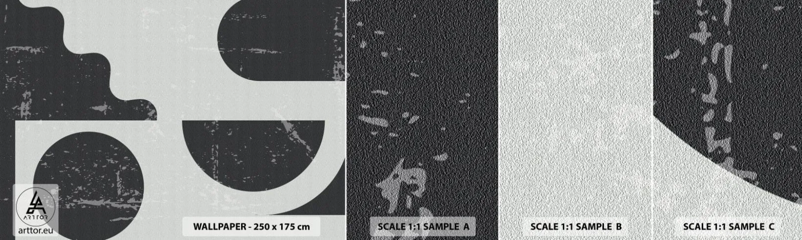 Fototapetenmuster Standard Eco - Komposition oben und unten - Abstraktion, Schwarz und weiß, Alt - 100x30 cm