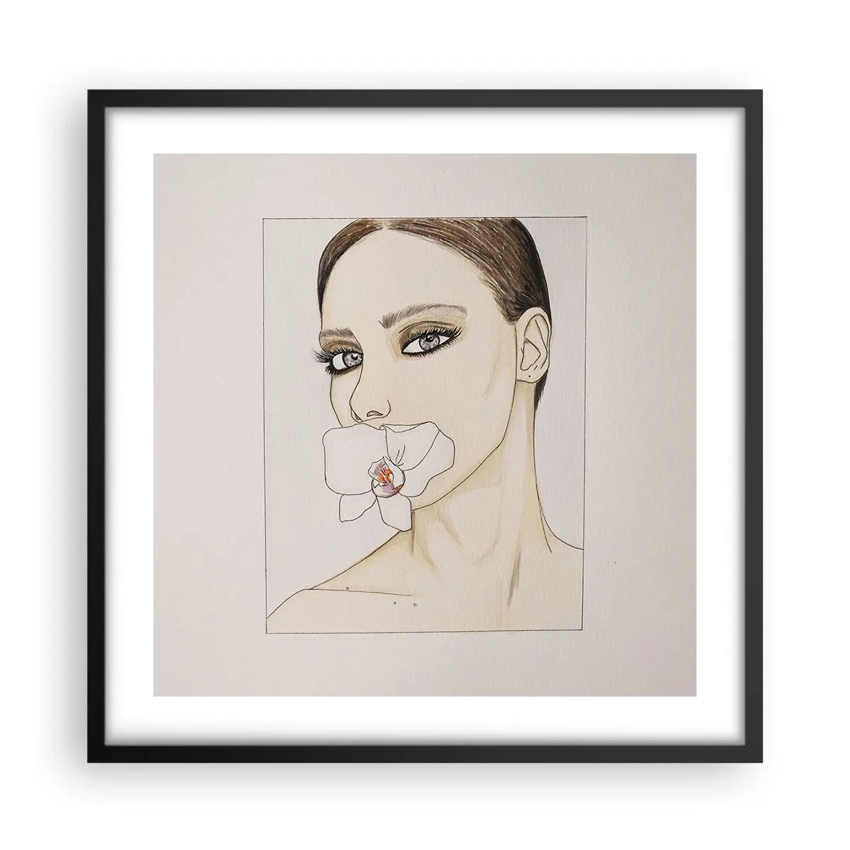 Poster in einem schwarzem Rahmen - Ein Symbol für Eleganz und Schönheit - 50x50 cm