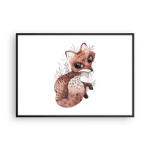Poster in einem schwarzem Rahmen - Ein süßer Aquarellfuchs auf hellem Hintergrund - 100x70cm - Einfach lieben - Moderne Wanddekoration für Wohnzimmer und Schlafzimmer ARTTOR