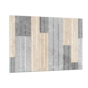 Glasbild - Bild auf glas - Geometrische Streifen in Grau- und Beigetönen - 120x80cm - Komposition: Vertikal halten - Moderne Wanddekoration für Wohnzimmer und Schlafzimmer ARTTOR