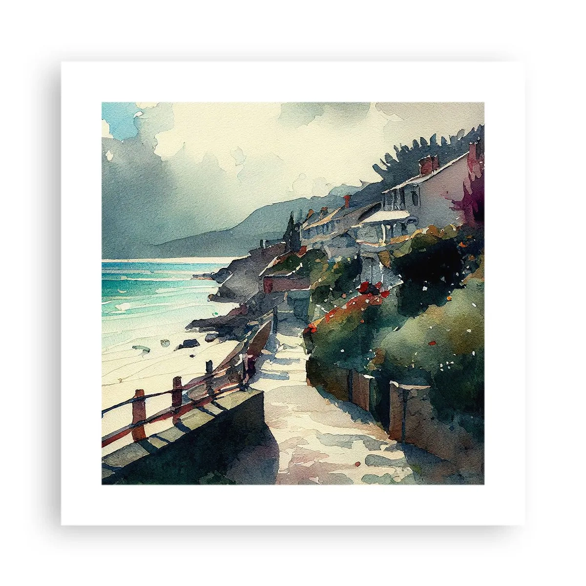 Poster - Mittelmeerstadt - 40x40 cm