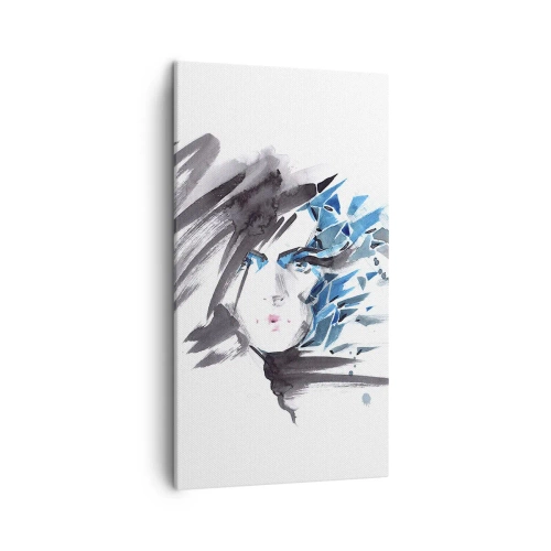 Bild auf Leinwand - Leinwandbild - Sinnliches Portrait in Grau und Blau - 45x80 cm