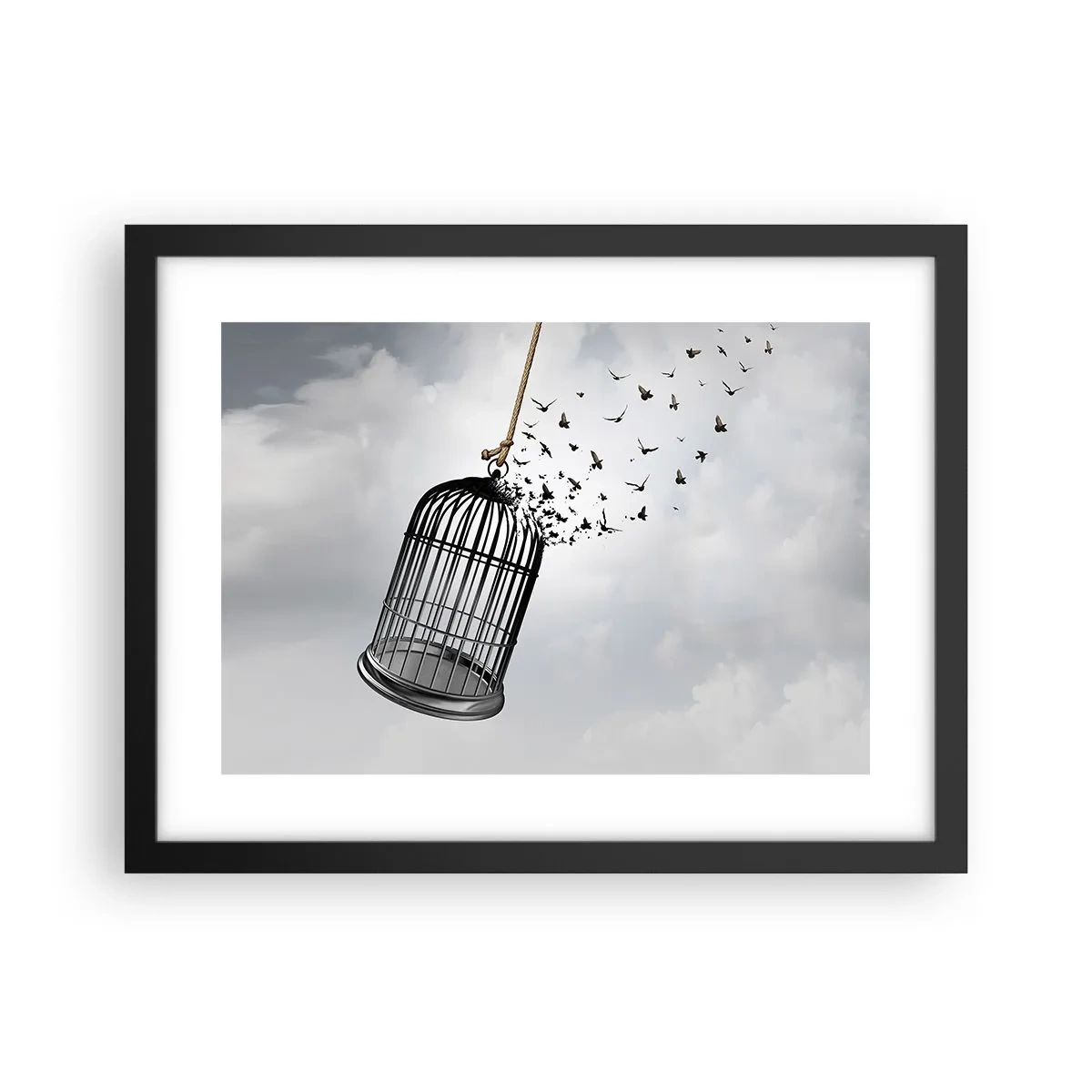 Poster in einem schwarzem Rahmen - Glaube ... Hoffnung ... Freiheit! - 40x30 cm