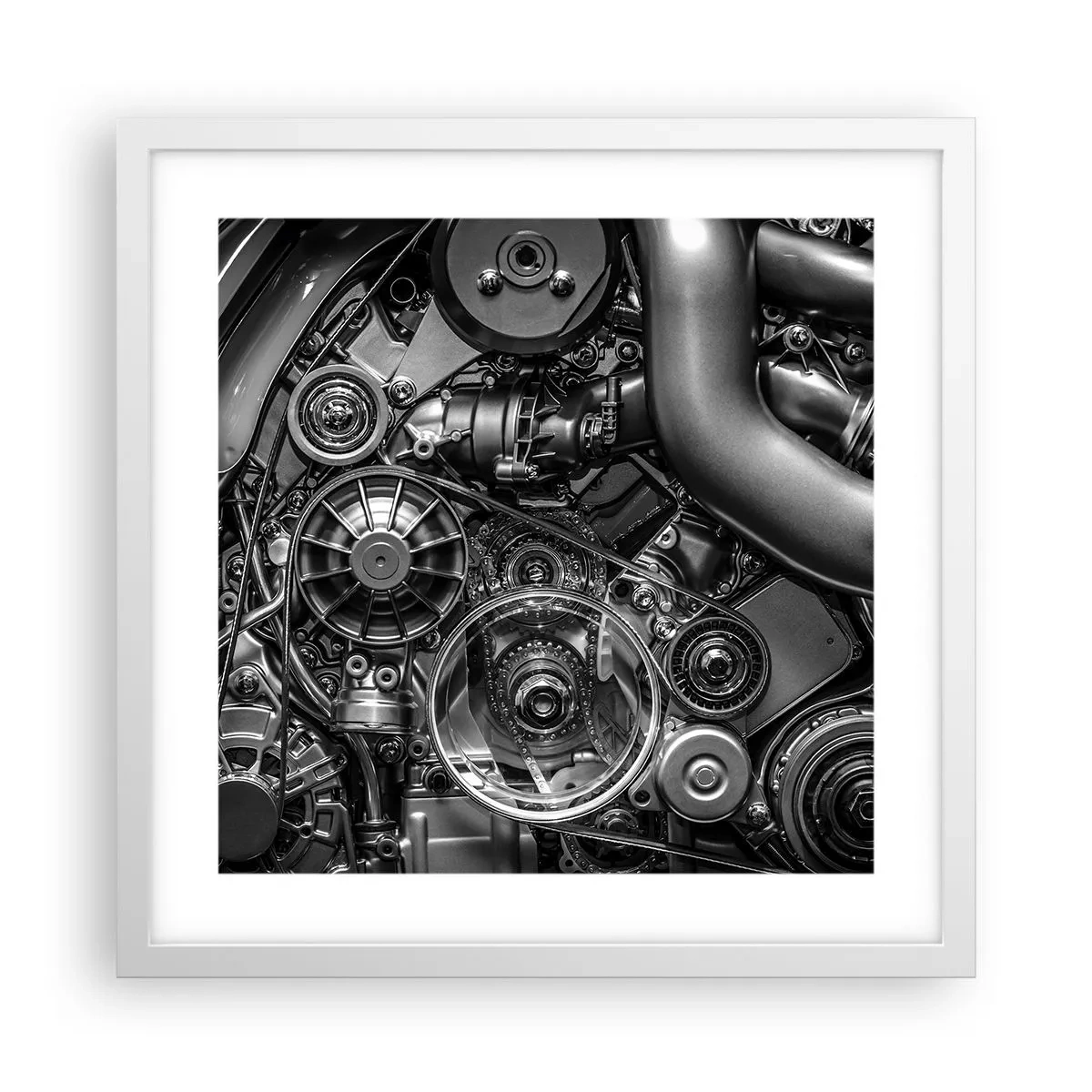 Poster in einem weißen Rahmen - Die Poesie der Mechanik - 40x40 cm