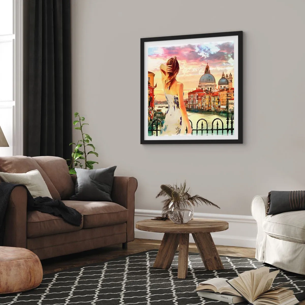 Poster in einem schwarzem Rahmen - Als Abenteuer nur in ... - 60x60 cm