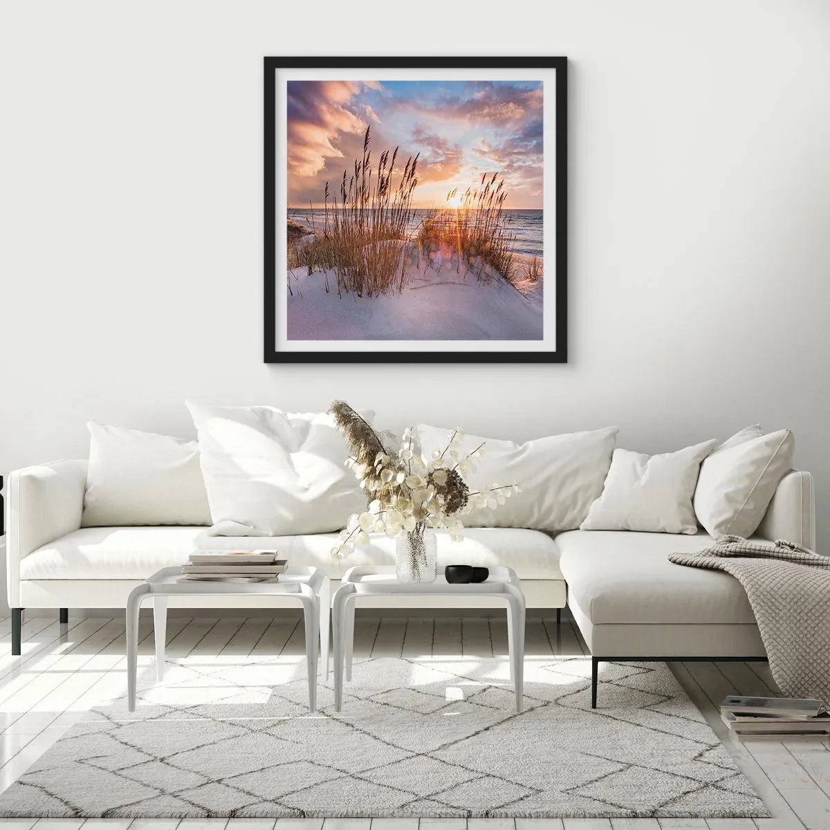 Poster in einem schwarzem Rahmen - Abschied von Sonne und Wind - 30x30 cm